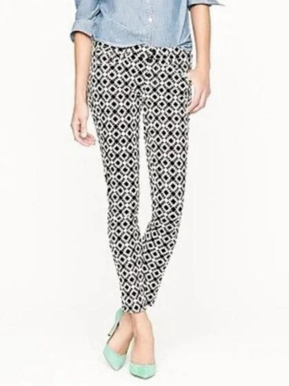 J. Crew Black and White Geometric Skinny Pants